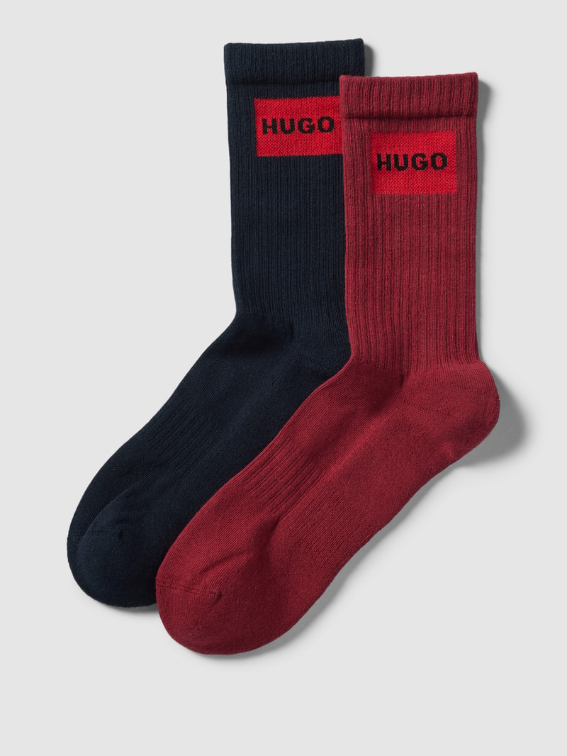 Socken mit Label-Stitching im 2er Pack in bordeaux rot