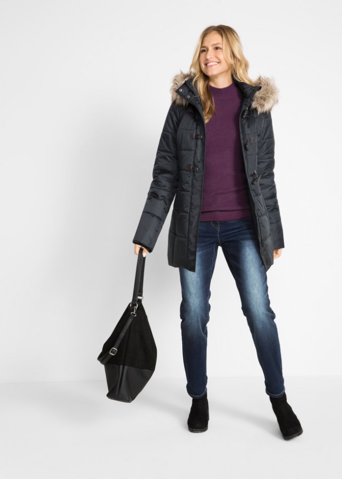 Duffle-Jacke mit Kapuze und Knebelknöpfen