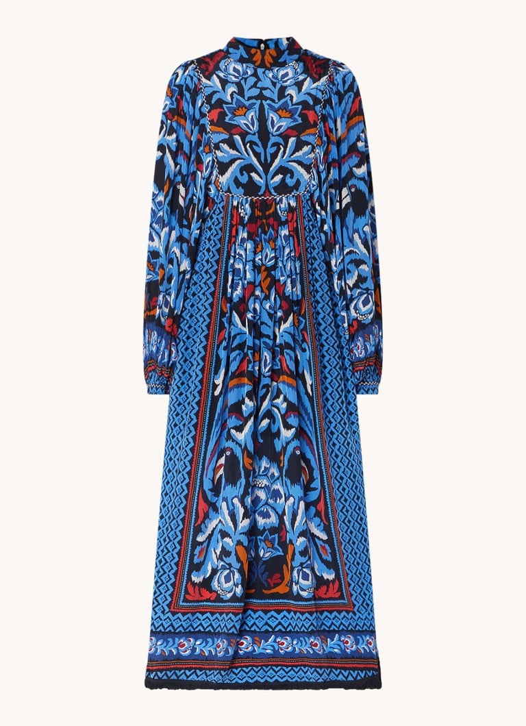 Rochie lungă din satin cu mâneci bufante Farm Rio Toucan