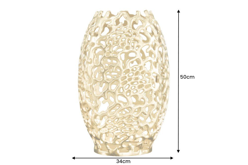riess-ambiente Dekovase ABSTRACT LEAF 50cm gold (Einzelartikel, 1 St), Wohnzimmer · Handmade · Metall · Vase · Gold-Optik · Schlafzimmer