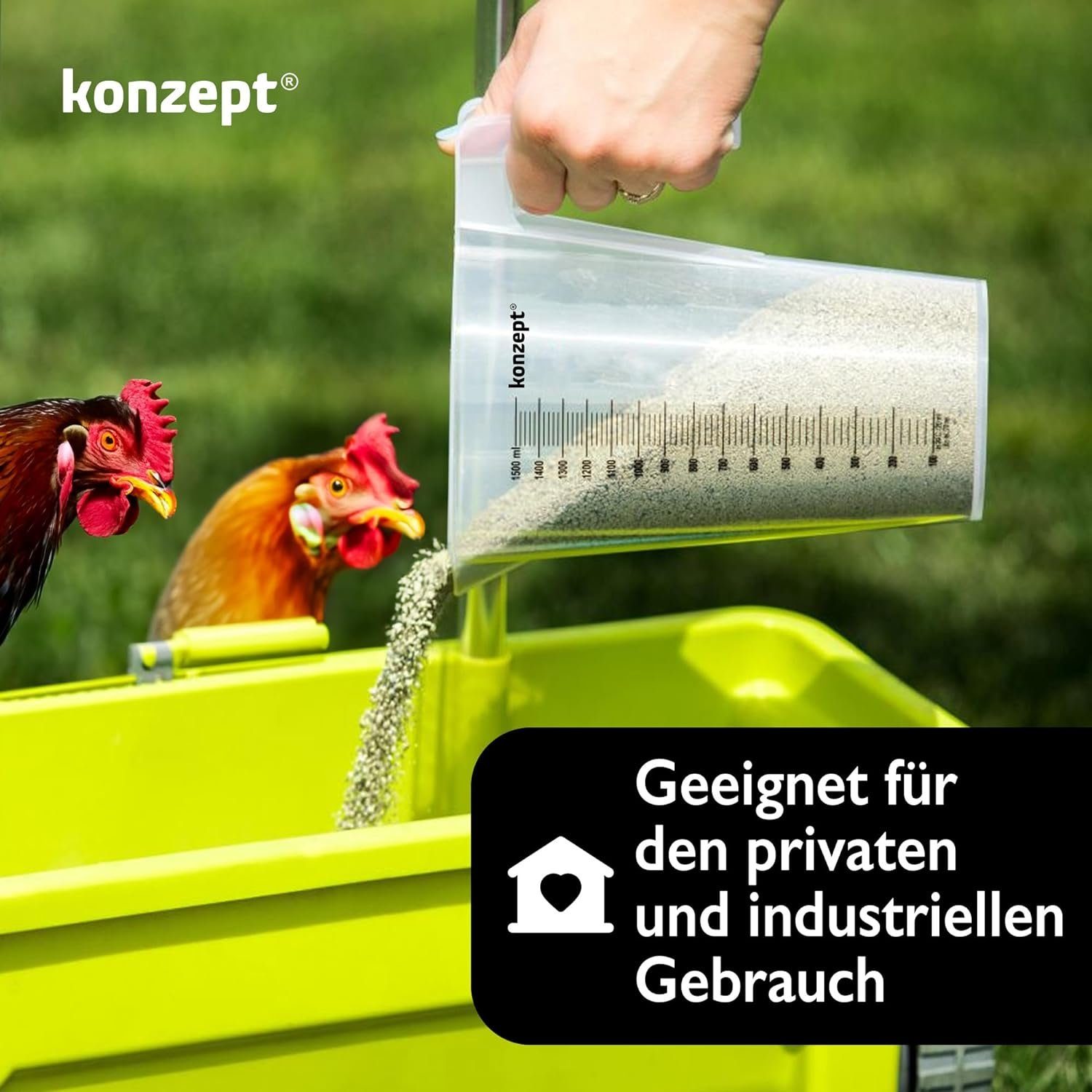 KONZEPT Messbecher Verschiedene Größen zur Wahl, (Litermaß, Kunststoff), Ideal für Küche, Garten, Werkstatt, Transparent