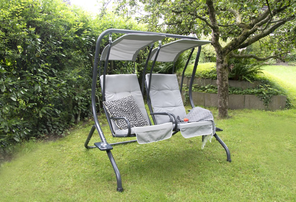 bellavista Home & GardenHollywoodschaukel 2-Sitzer mit Kissen grau/anthrazit