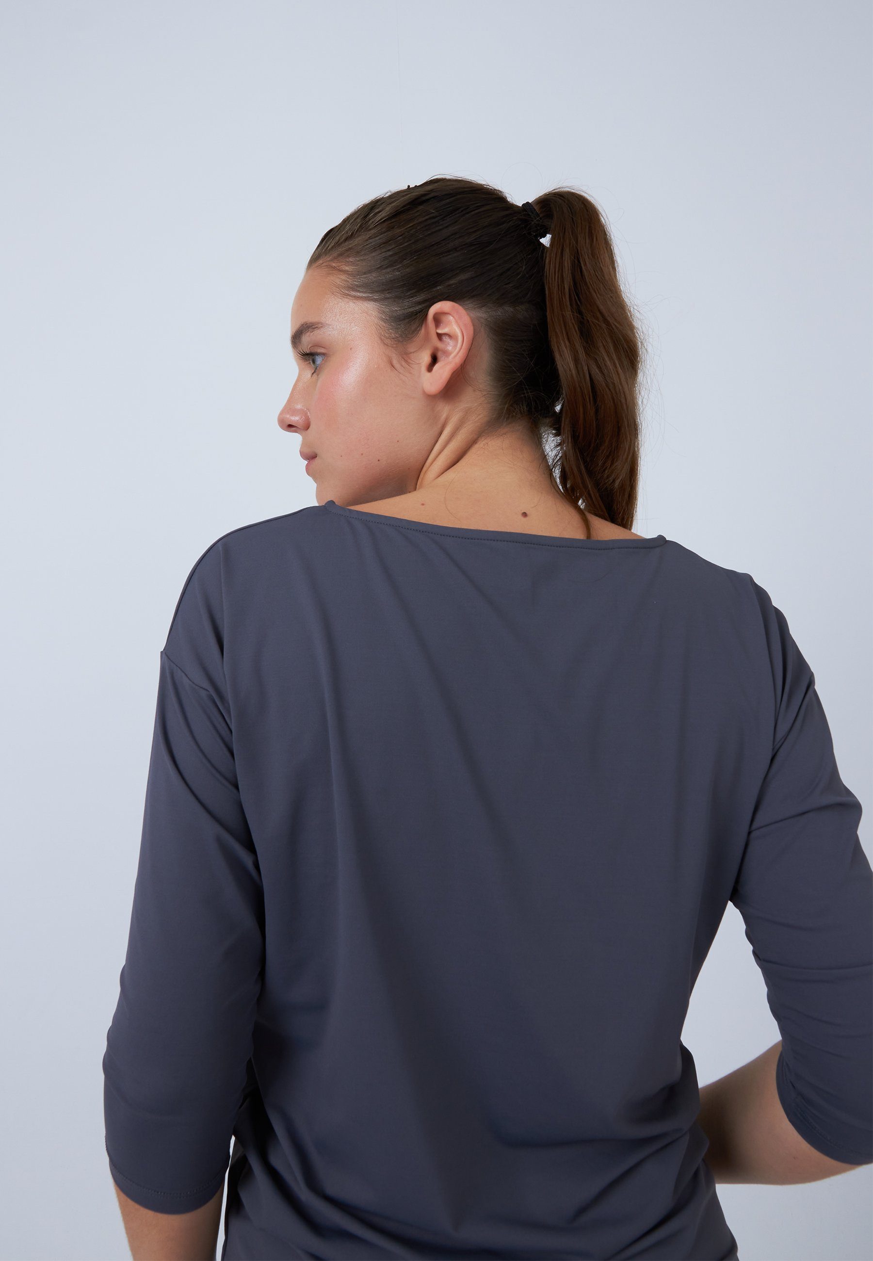 SPORTKIND Funktionsshirt Tennis 3/4 Loose Fit Shirt Mädchen & Damen grau