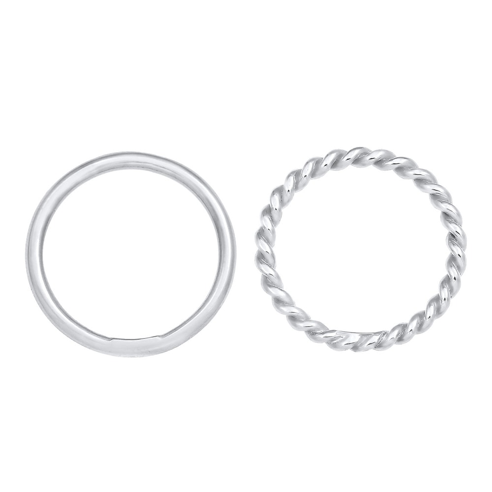 Elli Elli Bague Femmes Twisted Basic Set de 2 en argent sterling 925 Bague