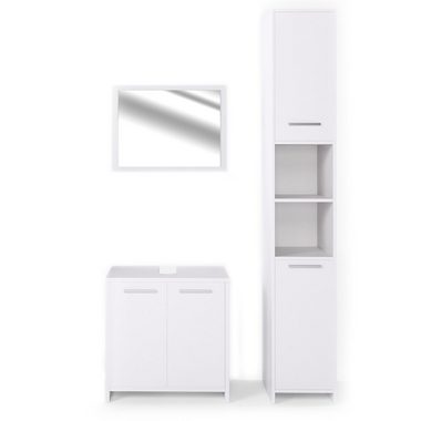 Vicco Badmöbel-Set Badezimmerset KIKO Weiß Set 3, (3-er Set, 3-St., 3-er Set)