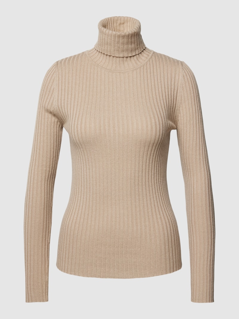 Rollkragenpullover in unifarbenem Design in beige