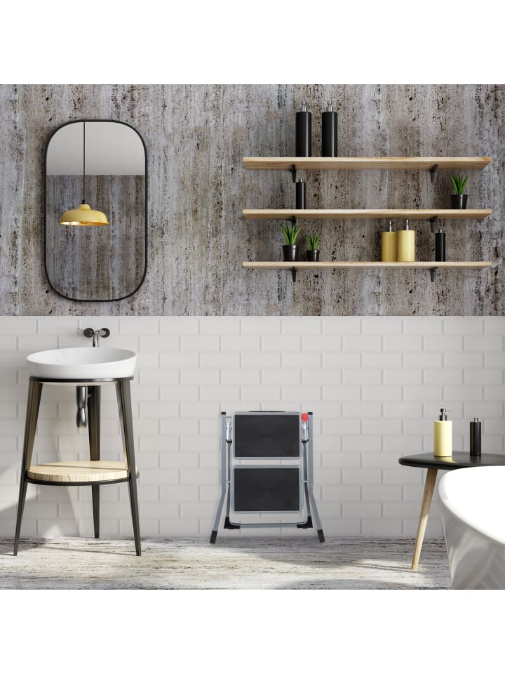 relaxdays Trittleiter in Grau - (B)50 x (H)45 x (T)50 cm günstig kaufen onesize