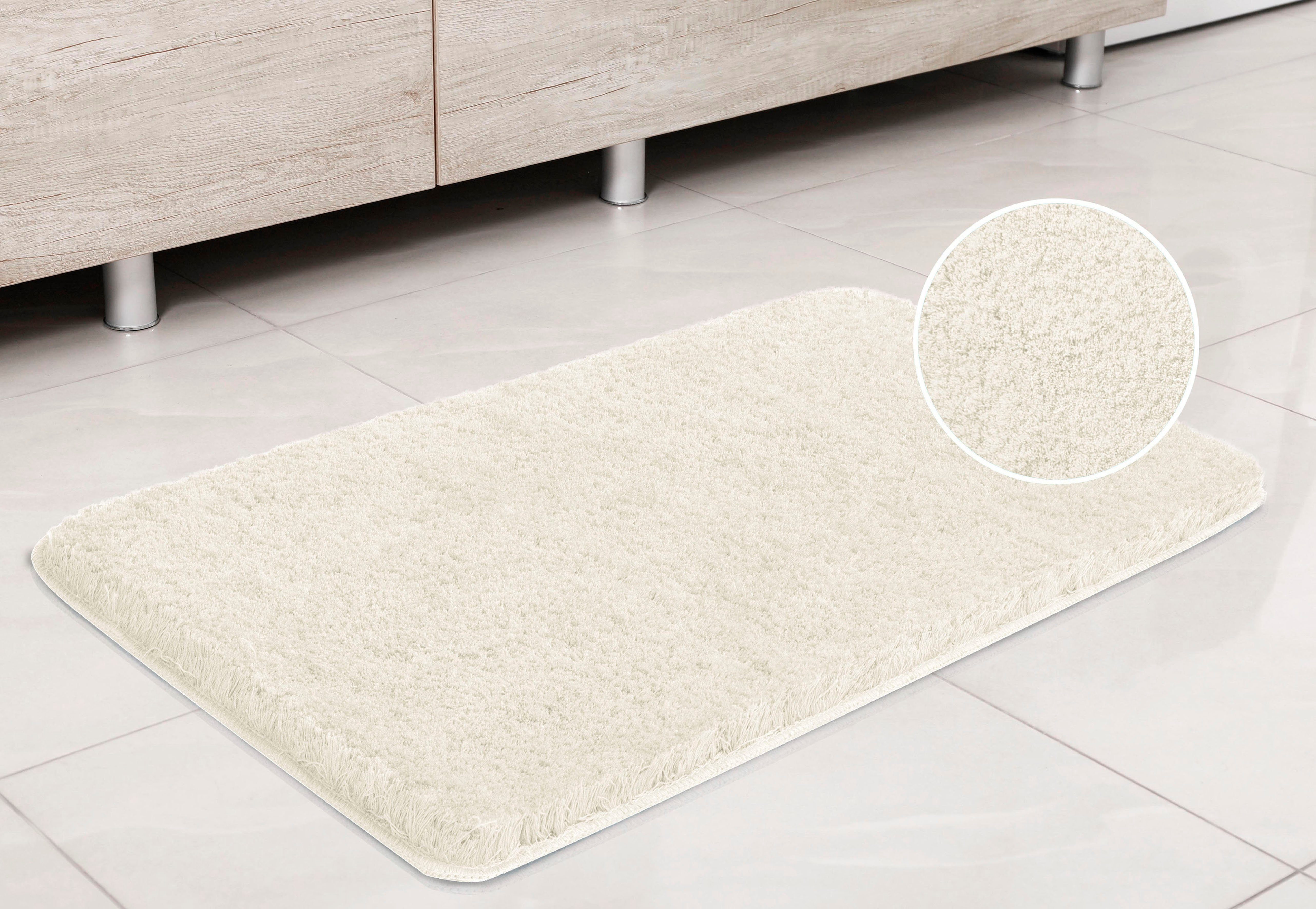 Badematte Porto Leonique, Höhe 30 mm, rutschhemmend beschichtet, fußbodenheizungsgeeignet, schnell trocknend, strapazierfähig, Polyester, rechteckig, Badteppich, waschbar, Badematten auch als 3 teiliges Set erhältlich