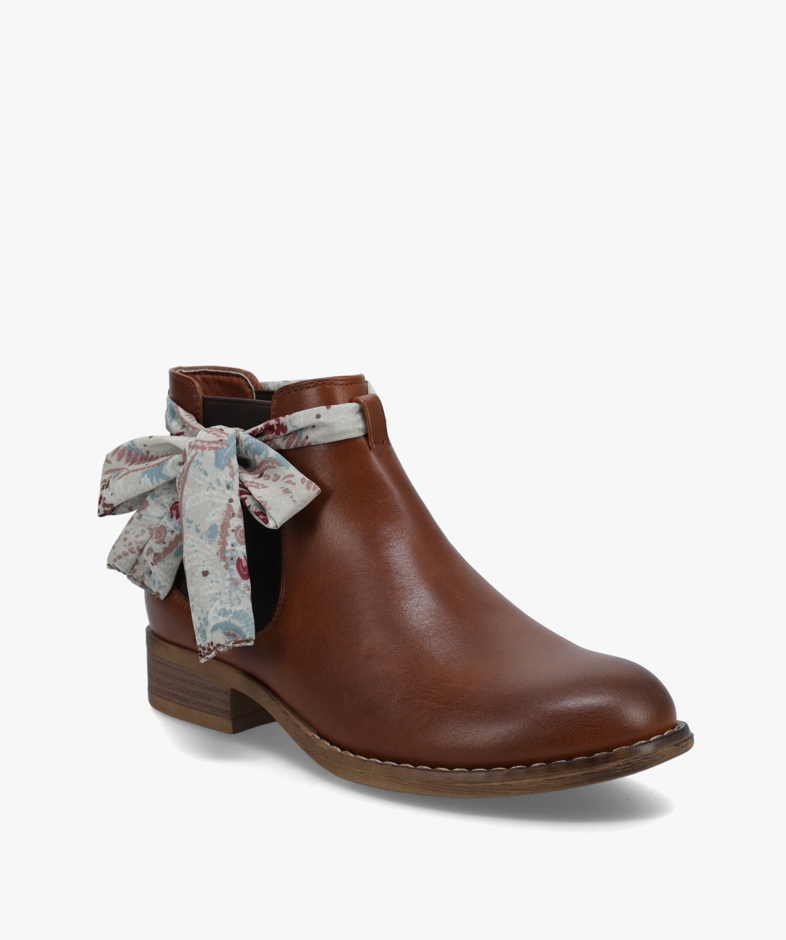 Boots femme style Chelsea unies à bride foulard marron | GEMO