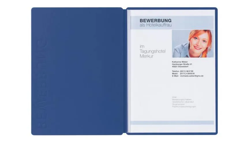 PAGNA Bewerbungsmappe Solo mit Klemmschiene blau