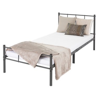 ML-DESIGN Metallbett Bettgestell Schlafzimmerbett Kinder Jugendliche Erwachsene Gästebett, Anthrazit 90x200cm Stahlrahmen Lattenrost robust leichte Montage