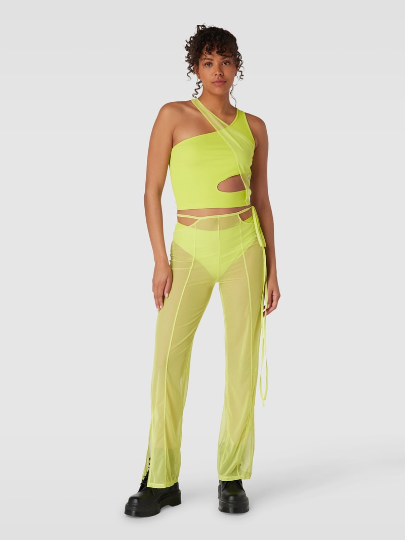 Hose mit Label-Stitching in neon gelb