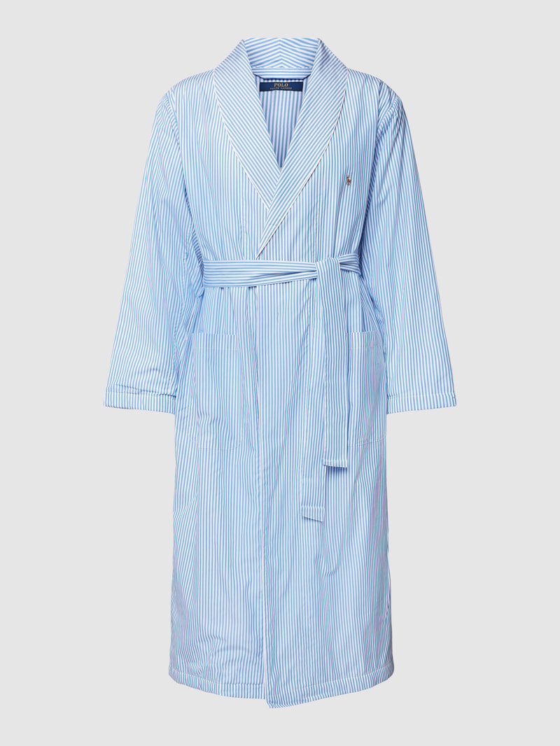 Bademantel mit Streifenmuster Modell 'Terry' in hellblau