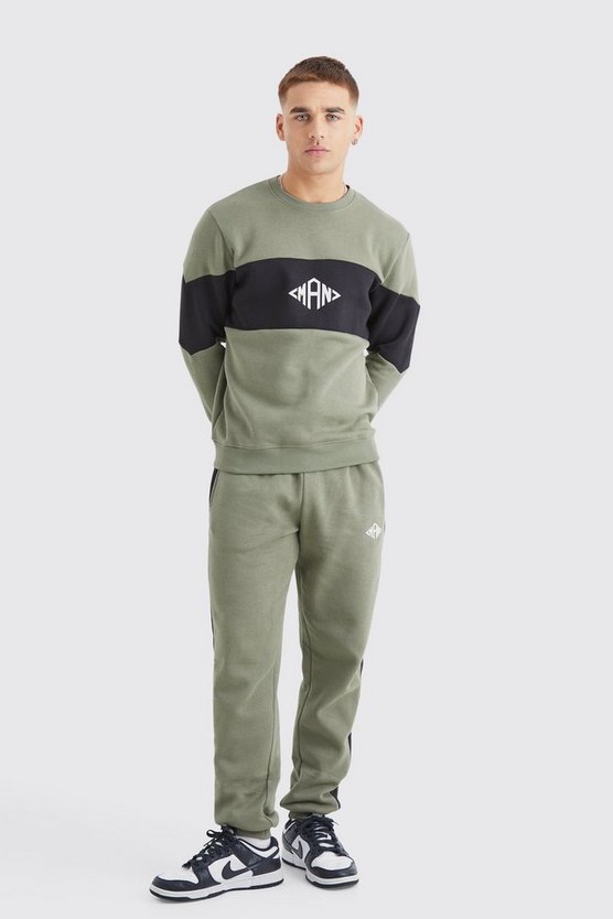 Man Slim-Fit Colorblock Sweatshirt-Trainingsanzug