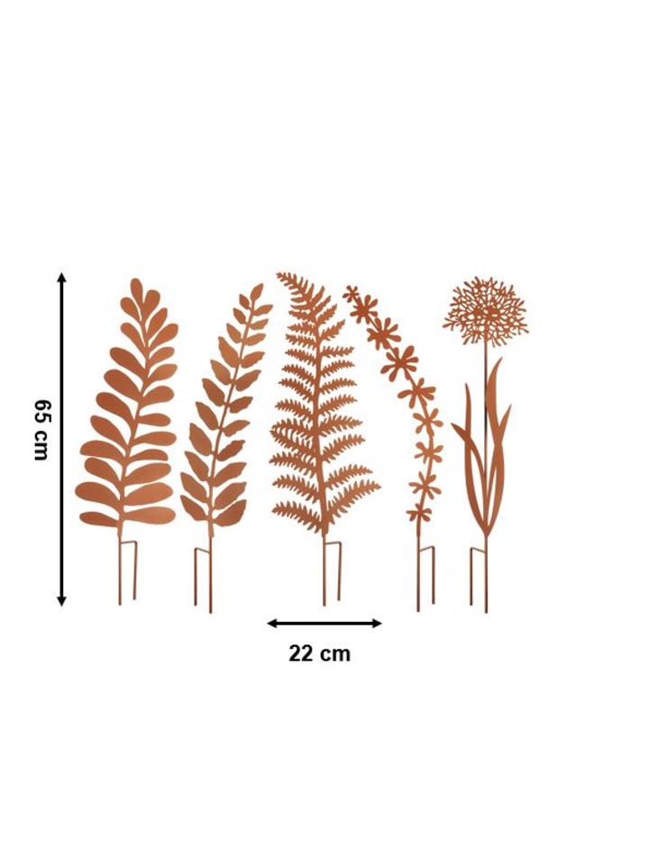 kobolo 5tlg. Set Gartendekoration ROSTGRESS5 in Braun günstig kaufen onesize
