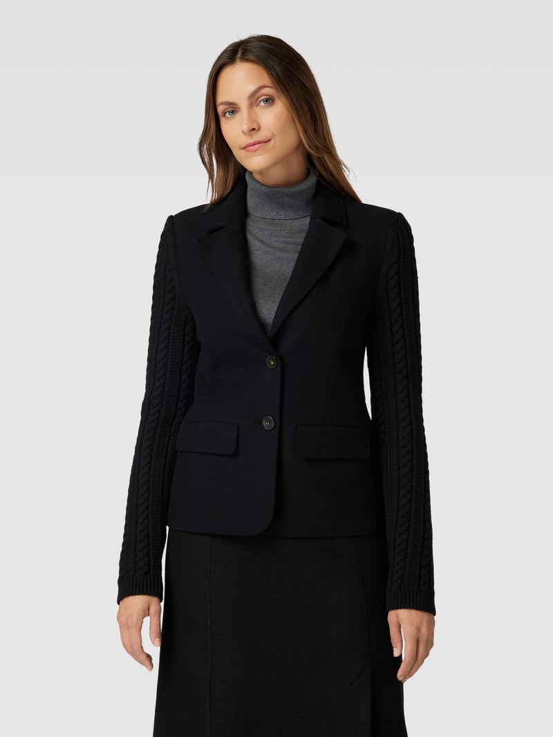 Blazer aus Schurwolle mit Pattentaschen in schwarz