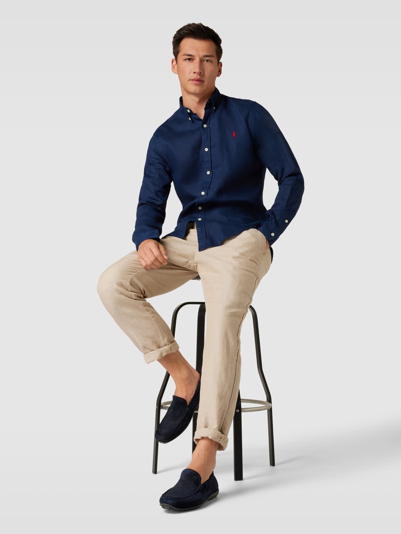 Mokassins mit Ziernähten Modell 'EMILIO' in marineblau