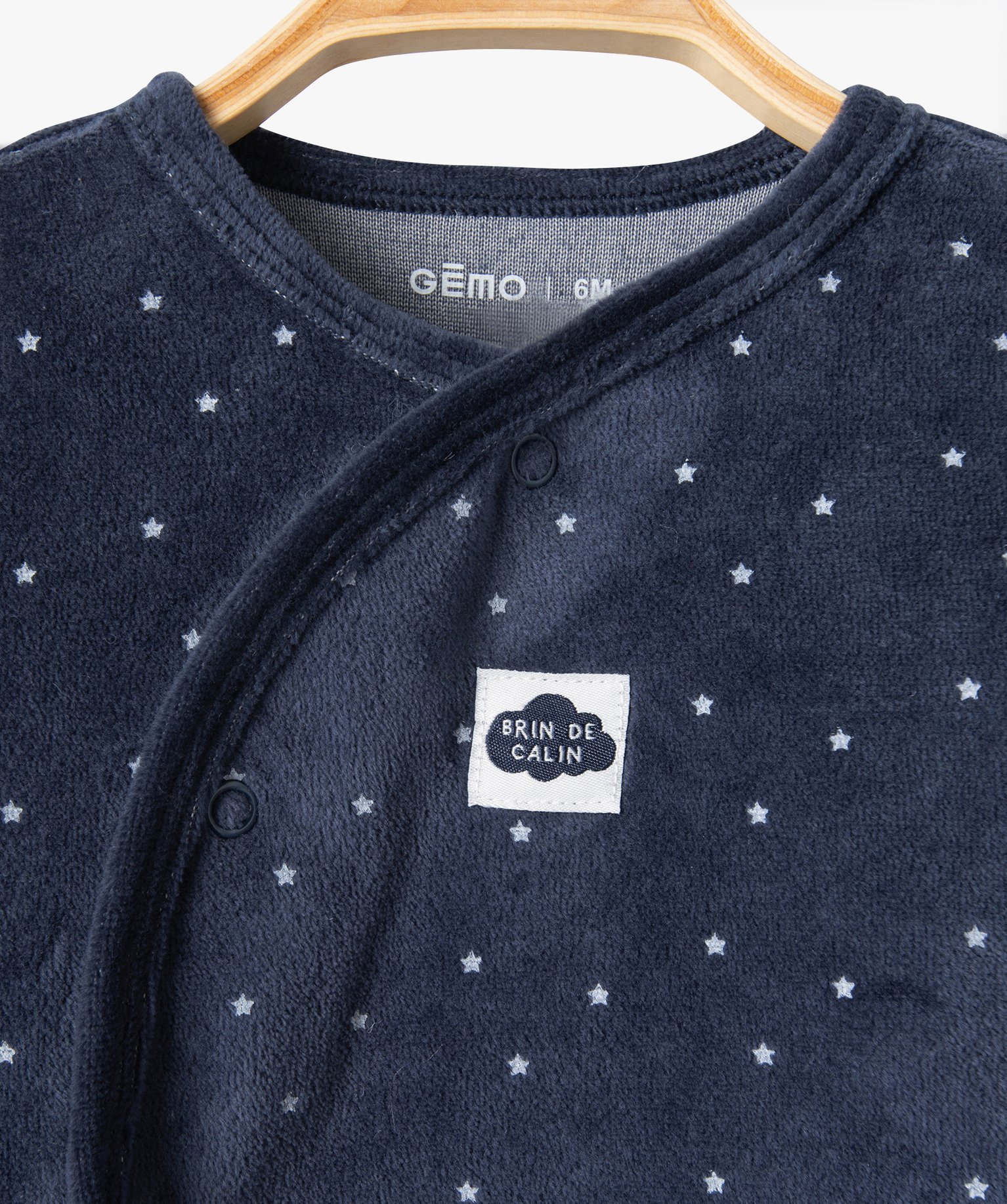 Pyjama bébé 2 pièces en velours à motifs étoiles marine | GEMO