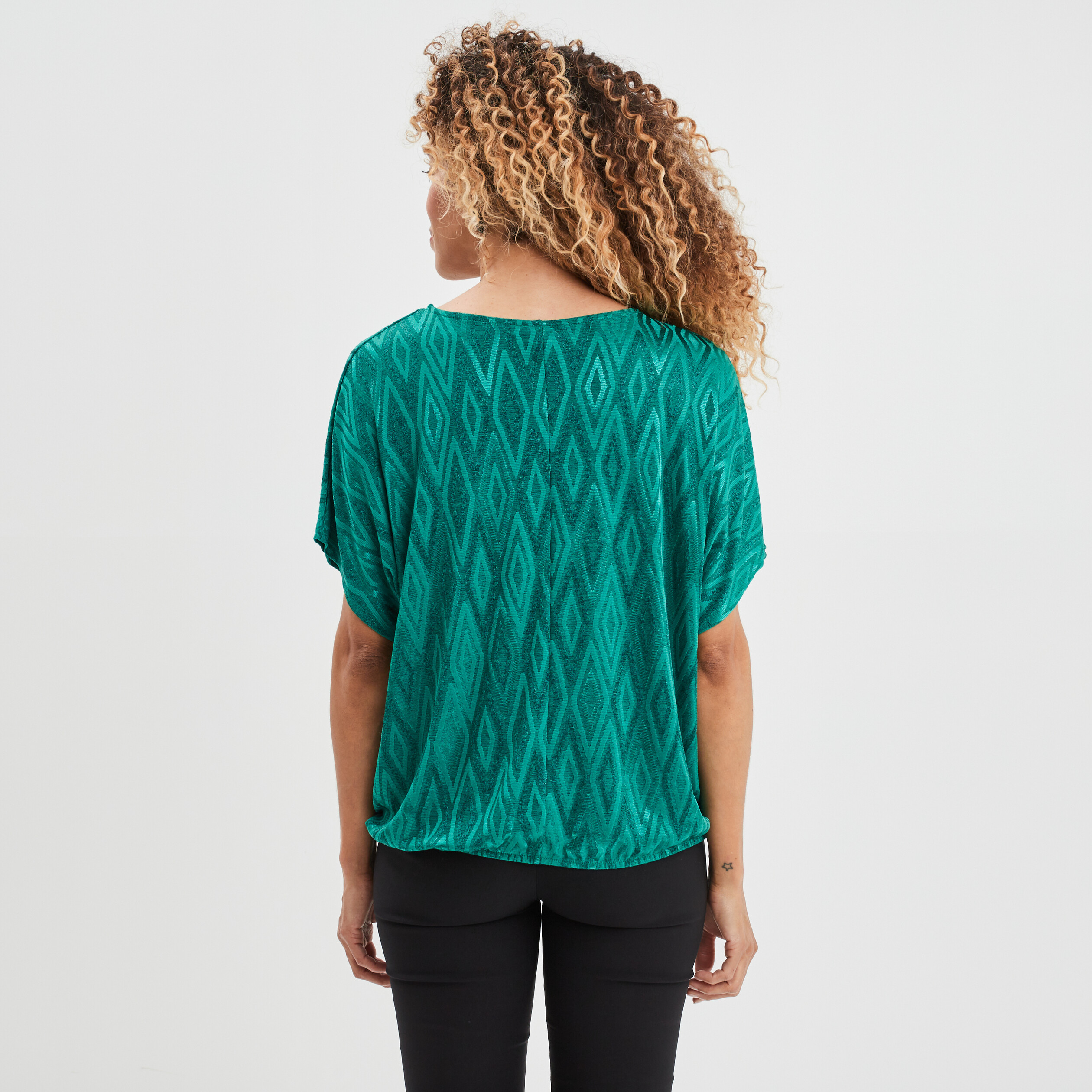 T-shirt col en V bijou Mosquitos vert émeraude femme | La Halle