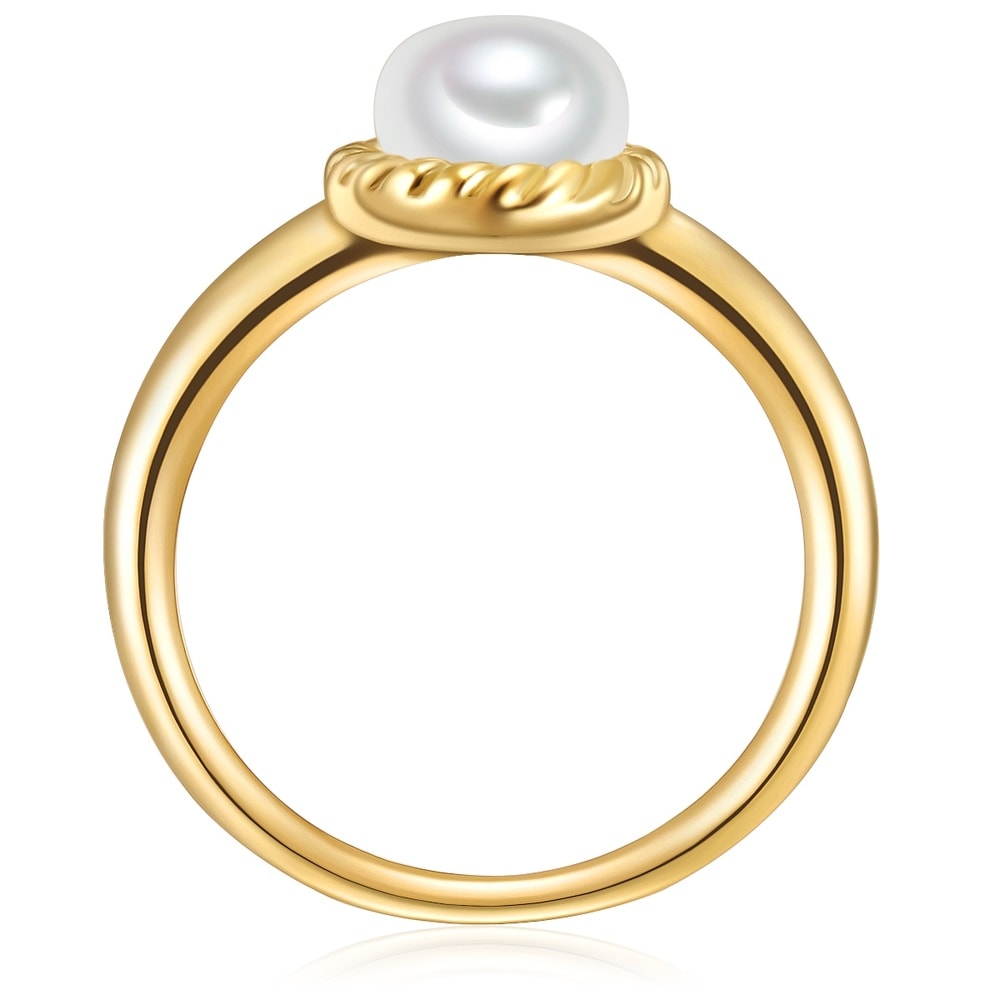 Valero Pearls Bague Argent sterling Oxyde de zirconium (CZ) Perle de culture d'eau douce en Or  Bague