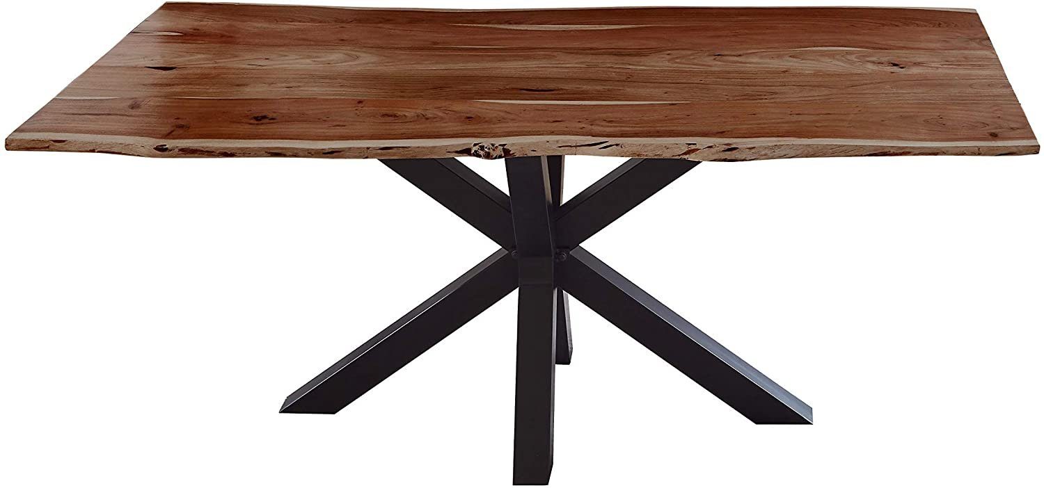 SAM® Essgruppe Isabell, Akazienholz, Baumkante massiv, Metallgestell und 6 Stühle