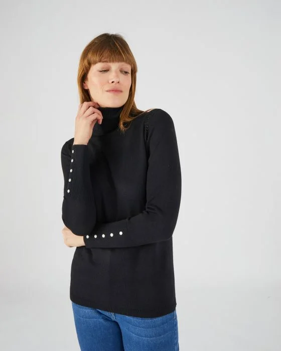 Pull col roulé maille fine