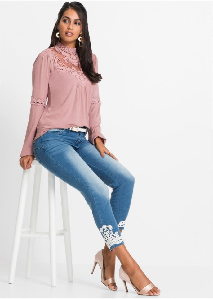 Langarmshirt mit Spitze