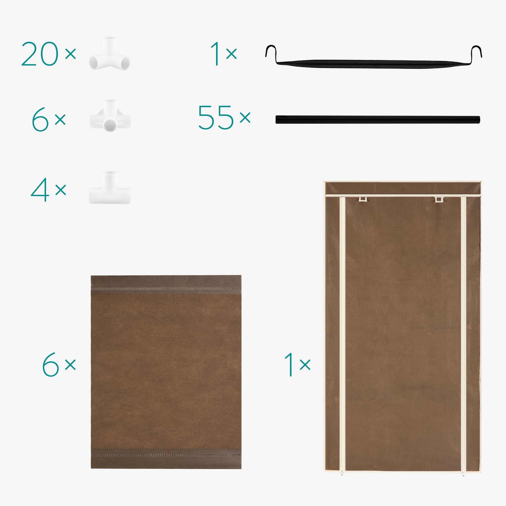 Navaris Stoffschrank Stoff Kleiderschrank - 88x170x45cm - faltbar aus Vlies