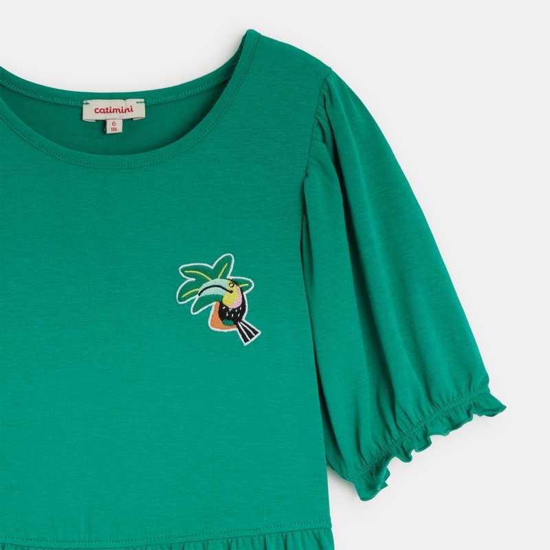 Robe fille vertee en coton recyclé Catimini