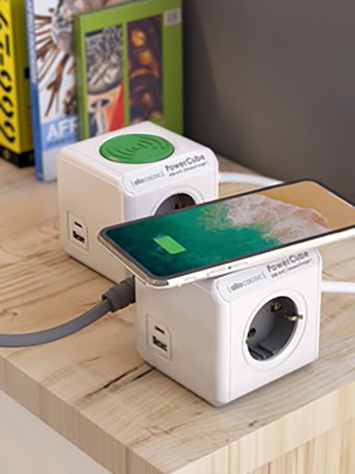 Designnest Ladestation ''PowerCube'' in Weiß/ Grün - (B)7 x (H)7 x (T)11 cm günstig kaufen onesize