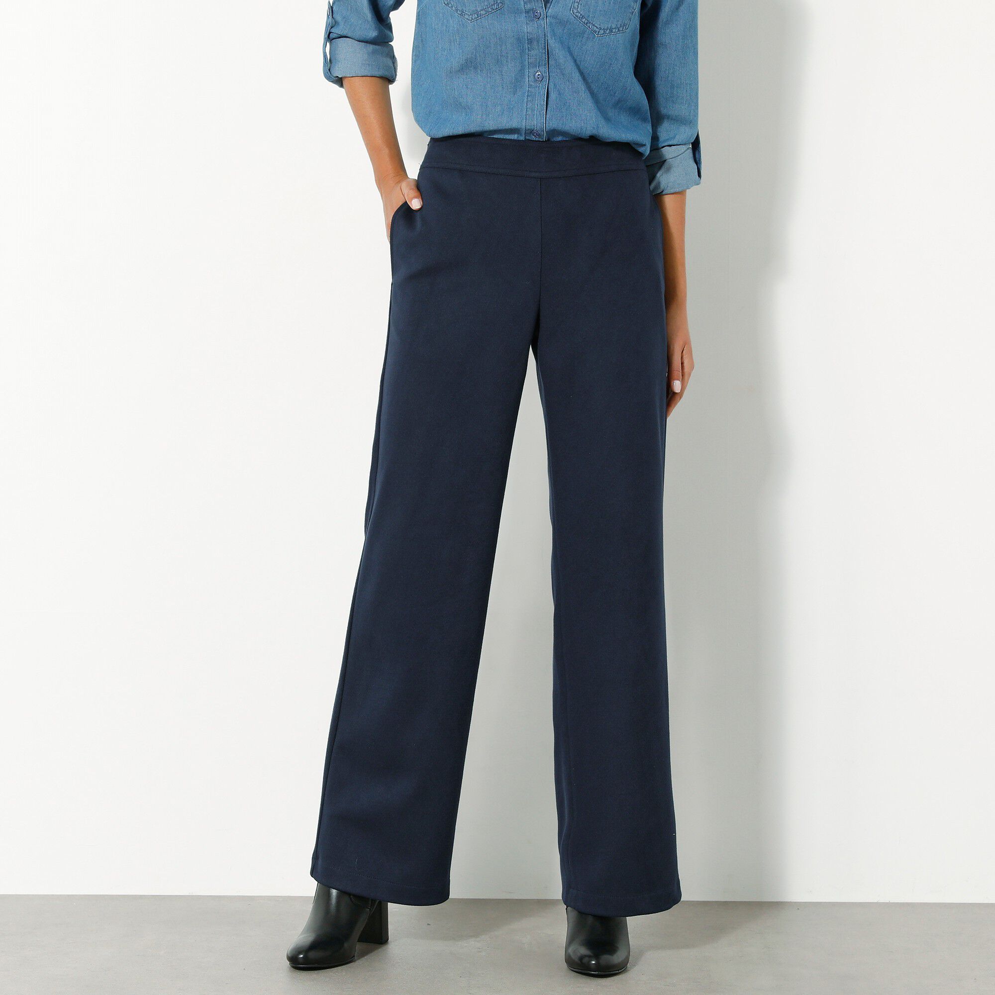 Pantalon large chaud, aspect lainage