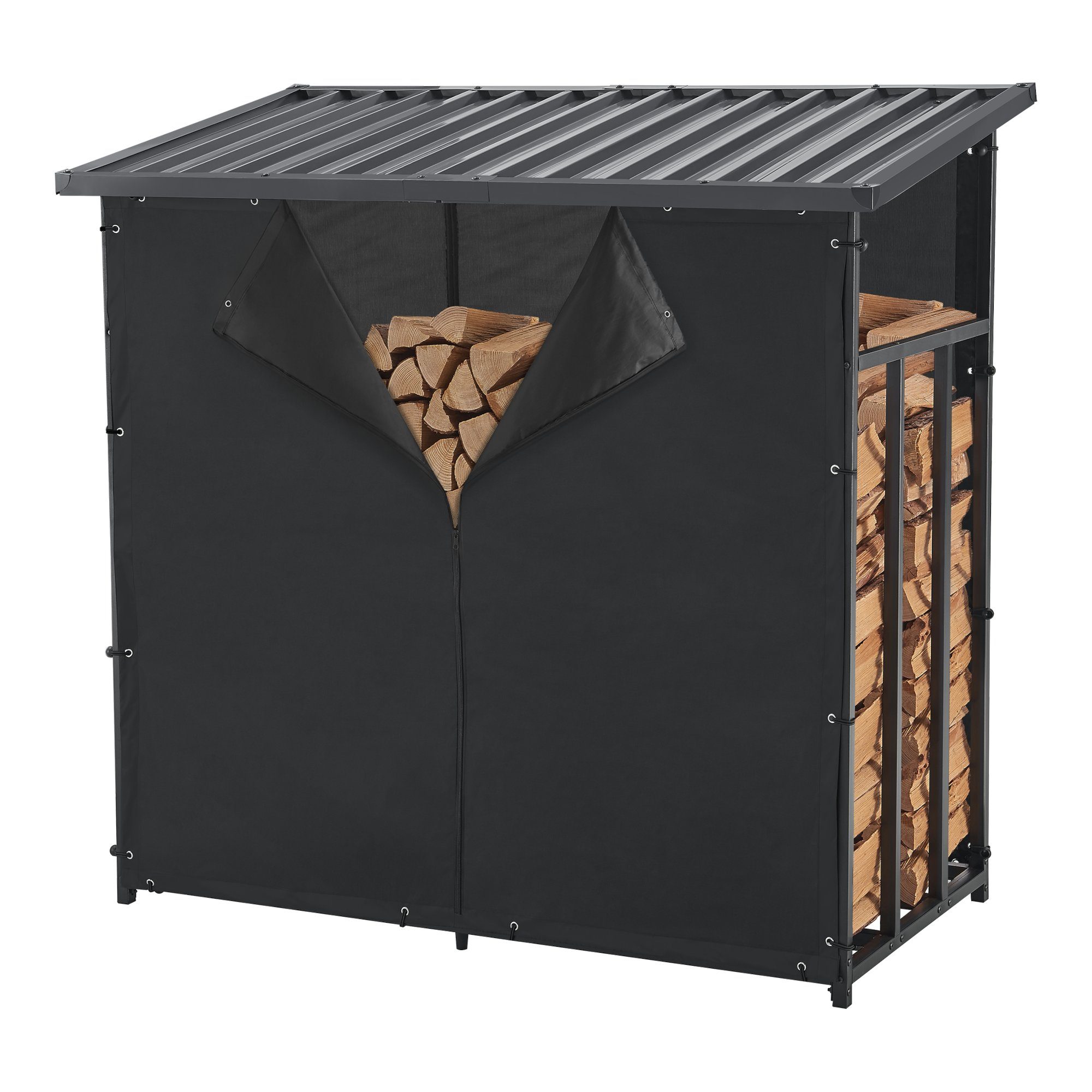 casa.pro Kaminholzregal, BxTxH:143x70x145 cm, Yakutat Kaminholzregal 145x143x70cm Schwarz