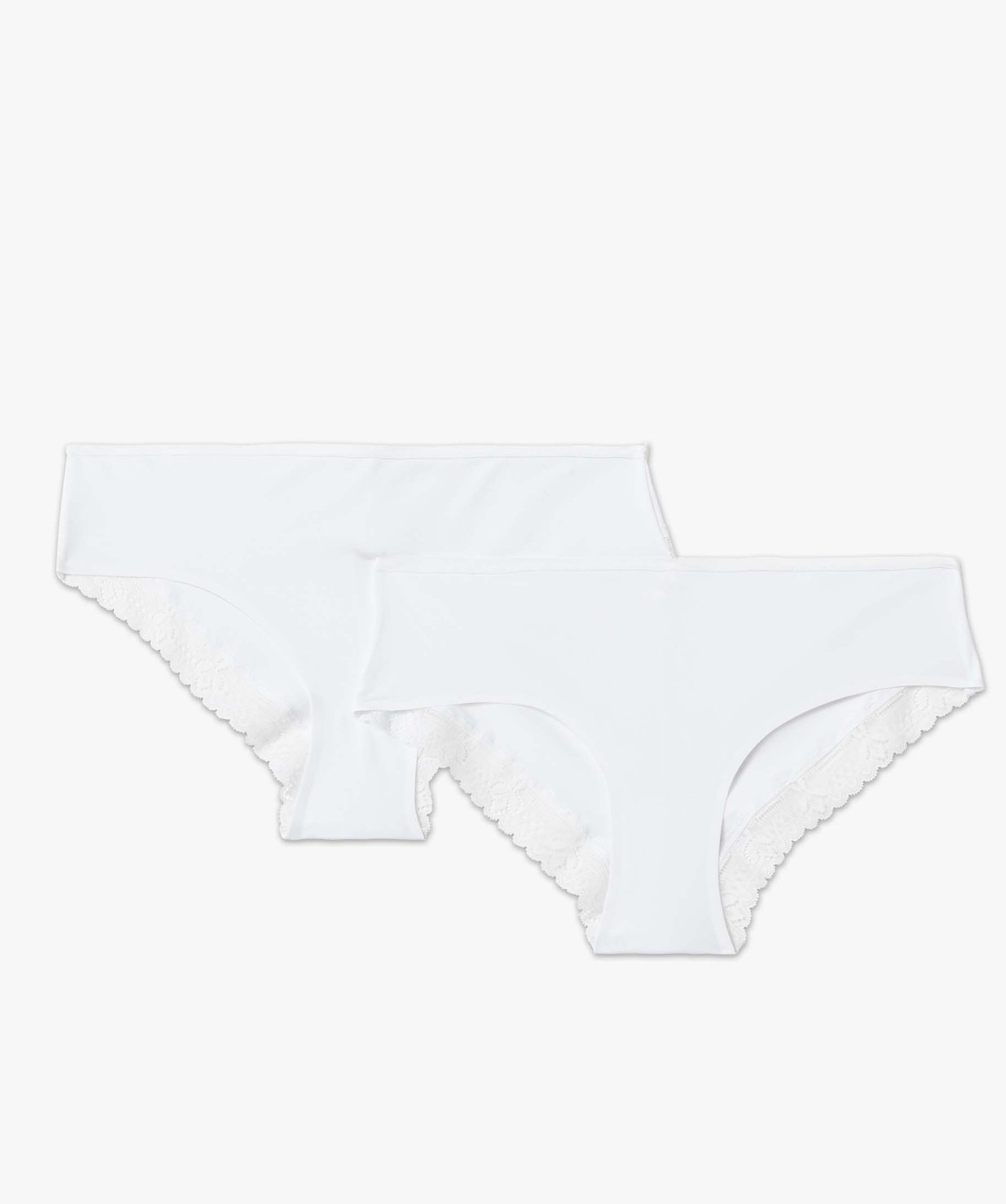 Shorty femme en microfibre et dentelle (lot de 2) blanc | GEMO
