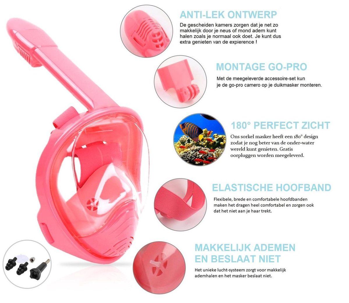 Campingwise Kinder XS pink Vollgesichts-Tauchmaske