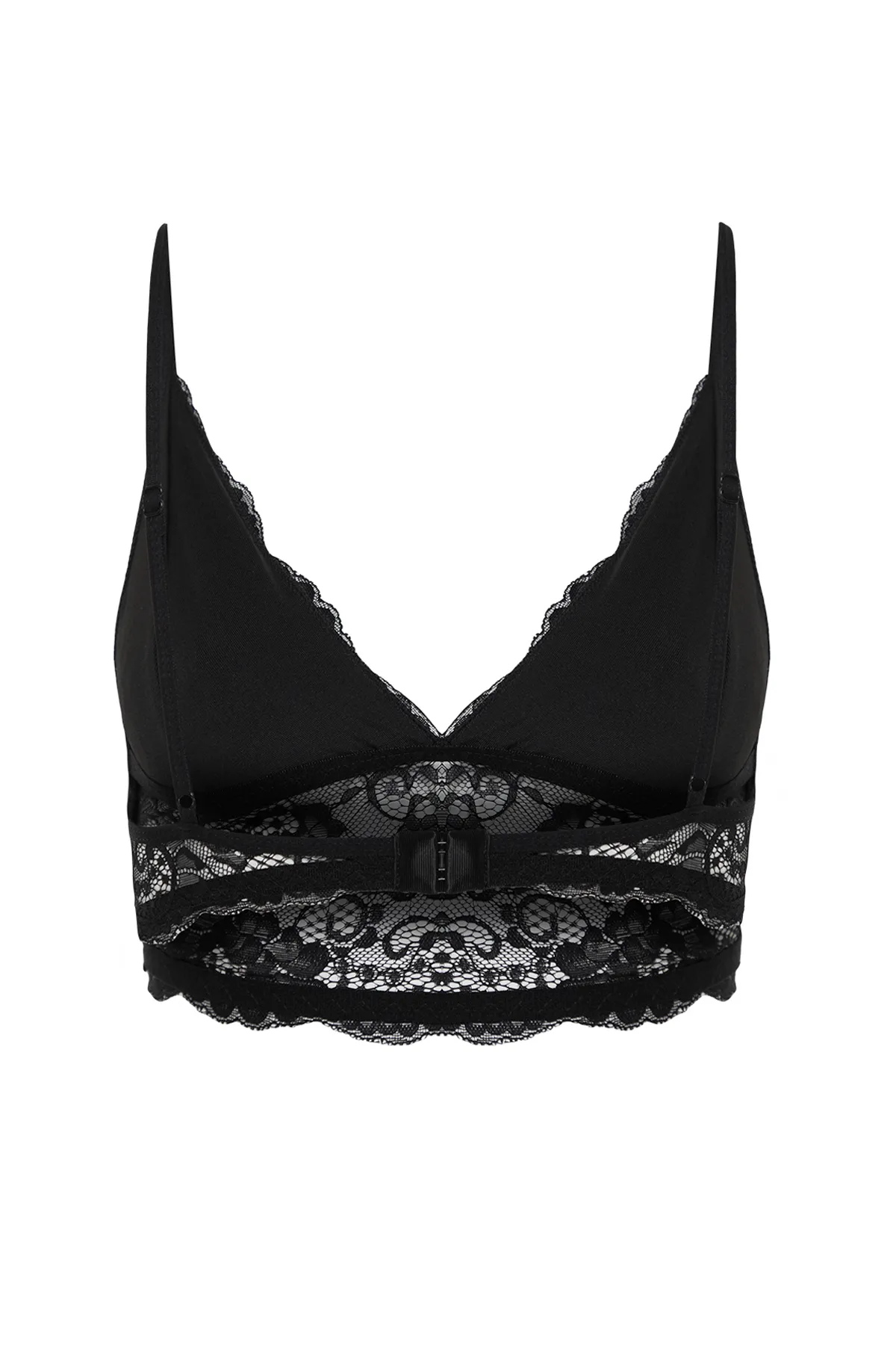 Trendyol Collection  Schwarzer gefütterter Bustier-BH aus Spitze mit Trägern und Kappe ohne Träger THMSS24SU00028