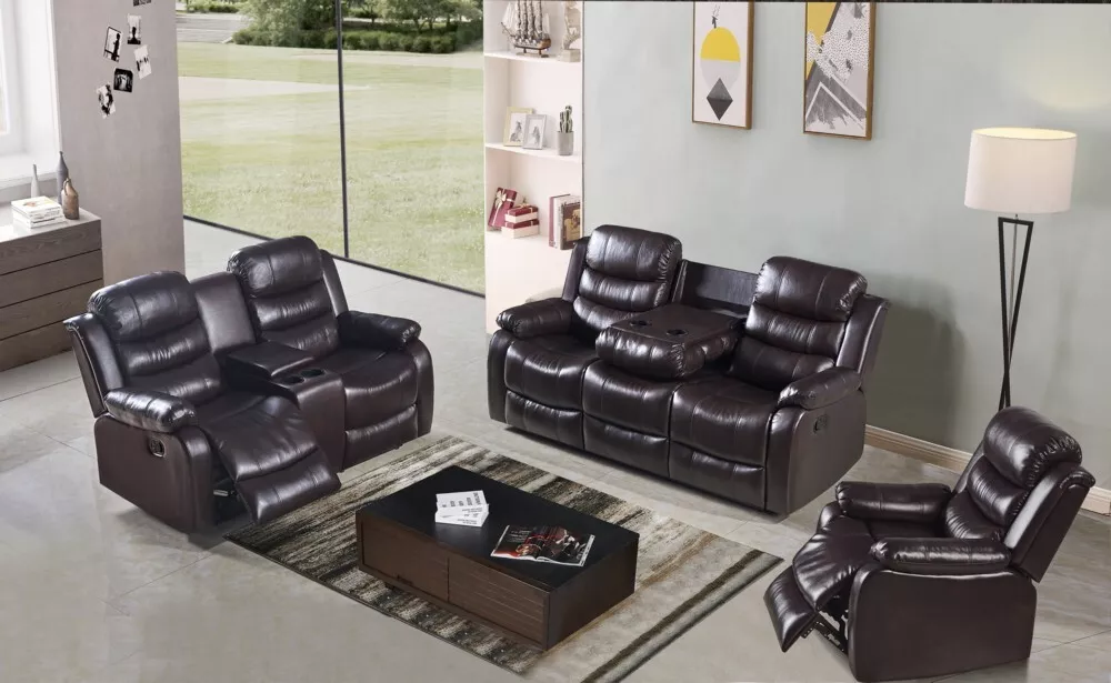 Happy Home Relaxsofa-Set 3tlg. mit 5 Relaxfunktionen braun