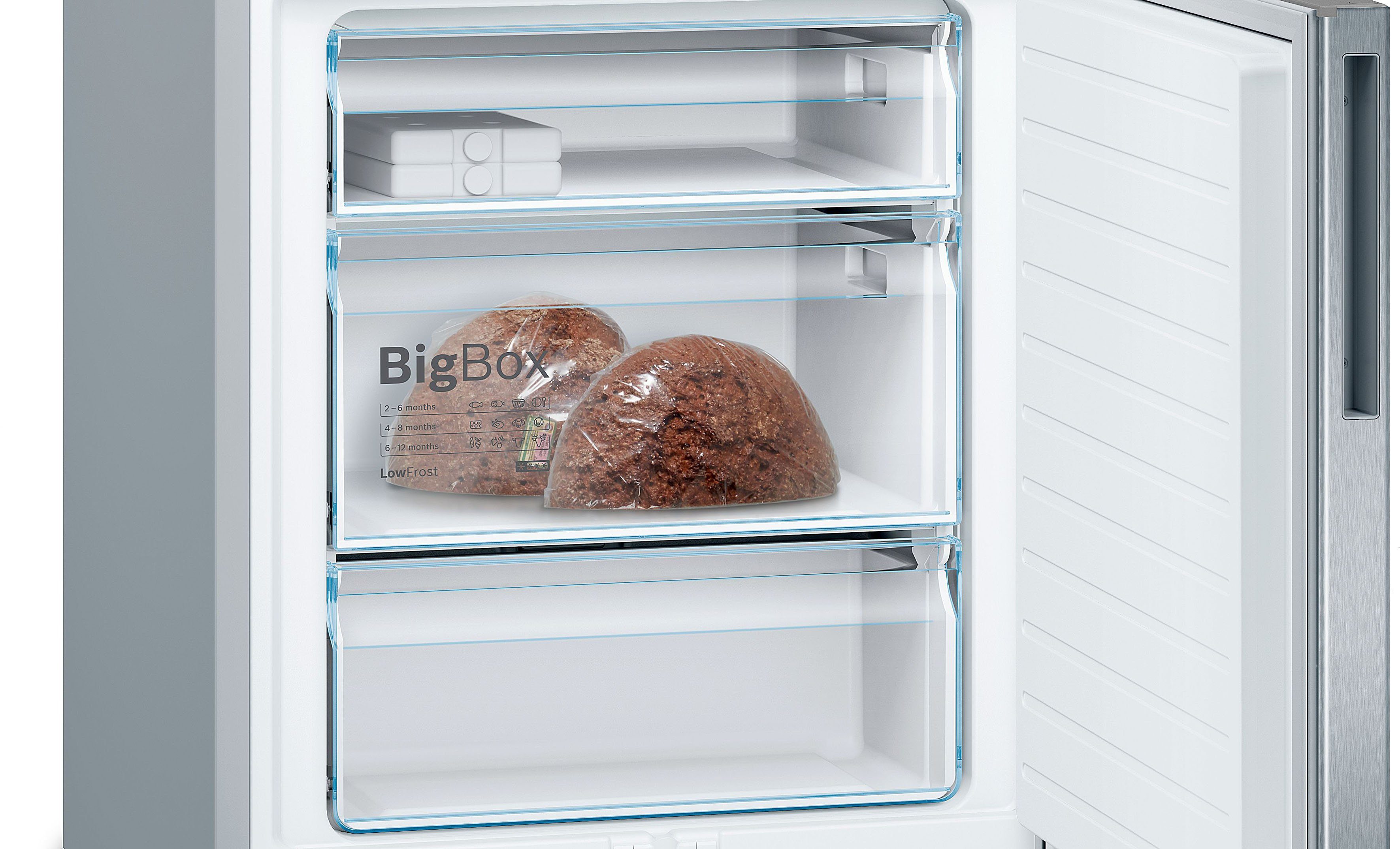BOSCH Kühl-/Gefrierkombination KGE49AICA, 201 cm hoch, 70 cm breit, XXL Fassungsvolumen von 419 l