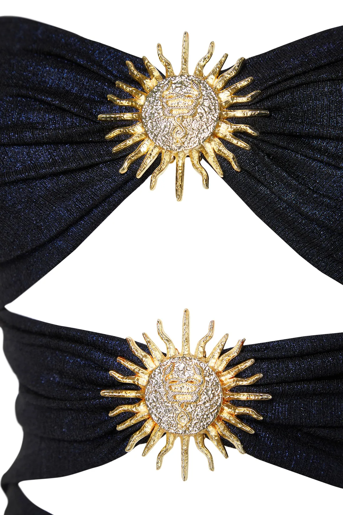 Trendyol Collection  X Zeynep Tosun Marineblaues Abend- und Abschlusskleid mit Sonnenaccessoires TCLSS23AE00002