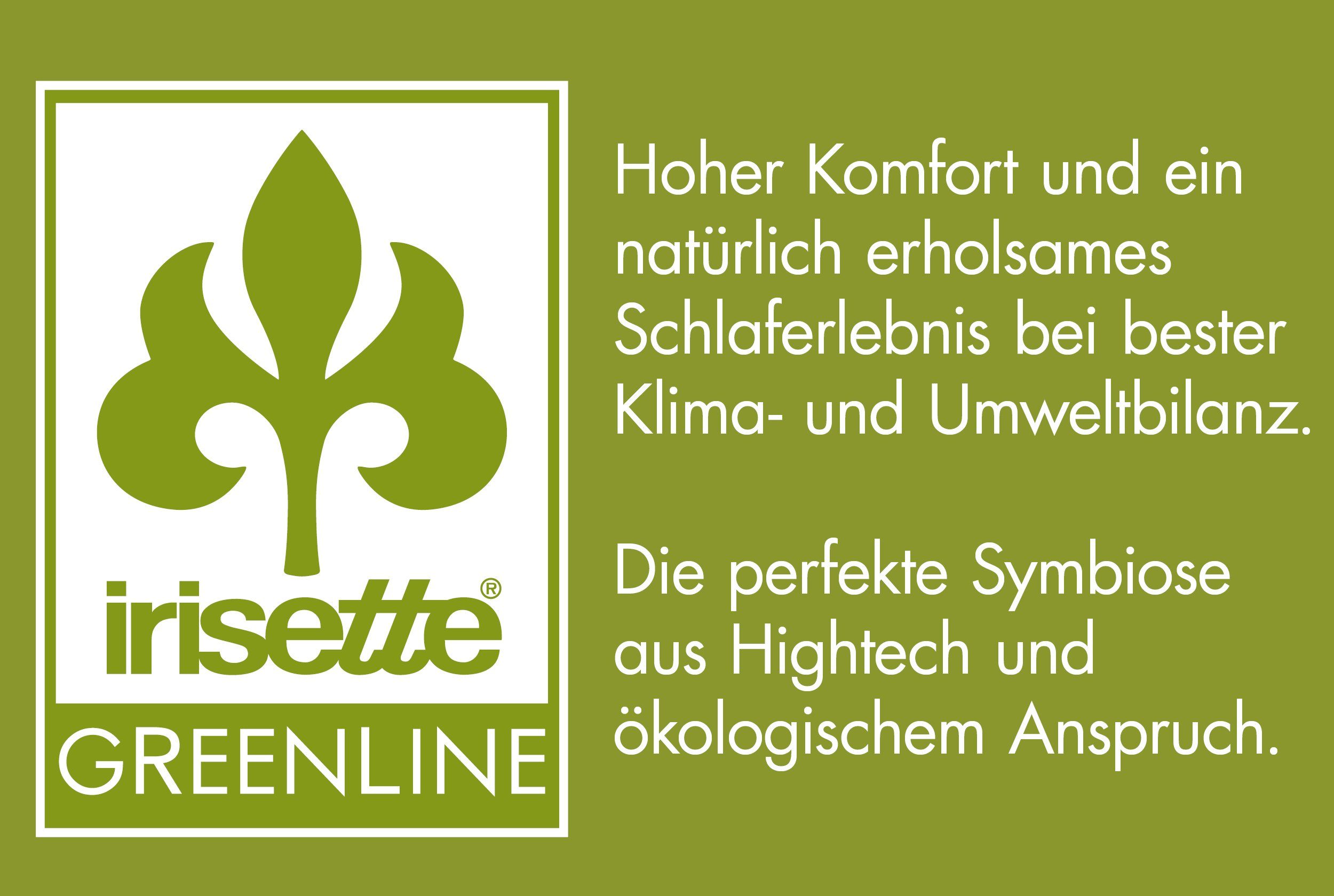 Gänsefederkopfkissen / Gänsedaunenkopfkissen, irisette GREENLINE, Füllung: 85% Gänsefedern und 15% Gänsedaunen, Bezug: aus kontrolliert biologischem Anbau, Seitenschläfer, Rückenschläfer, Bauchschläfer, Stützkraft fest, Zertifizierungen: Downpass, No
