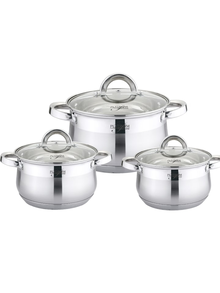 Platinum 6tlg. Edelstahl Kochtopf-Set in Silber günstig kaufen onesize