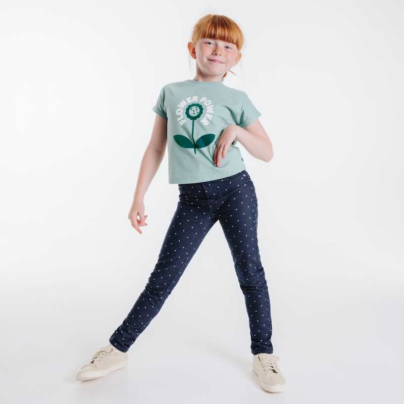 Jeggings chauds à pois blancs fille
