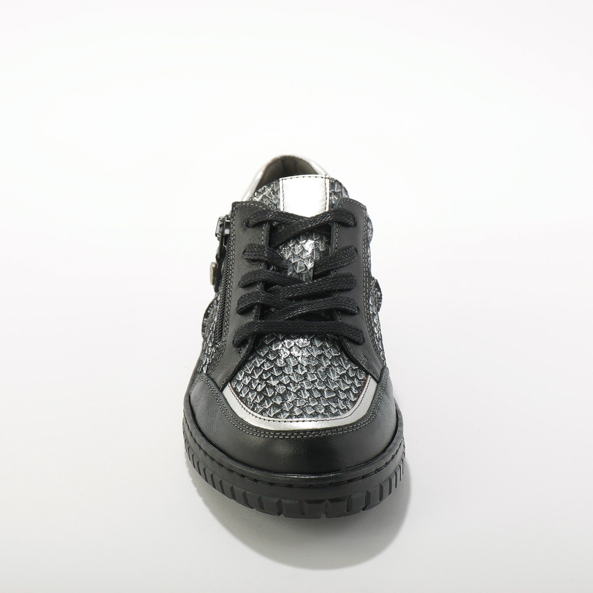 Baskets zippées bimatières en cuir