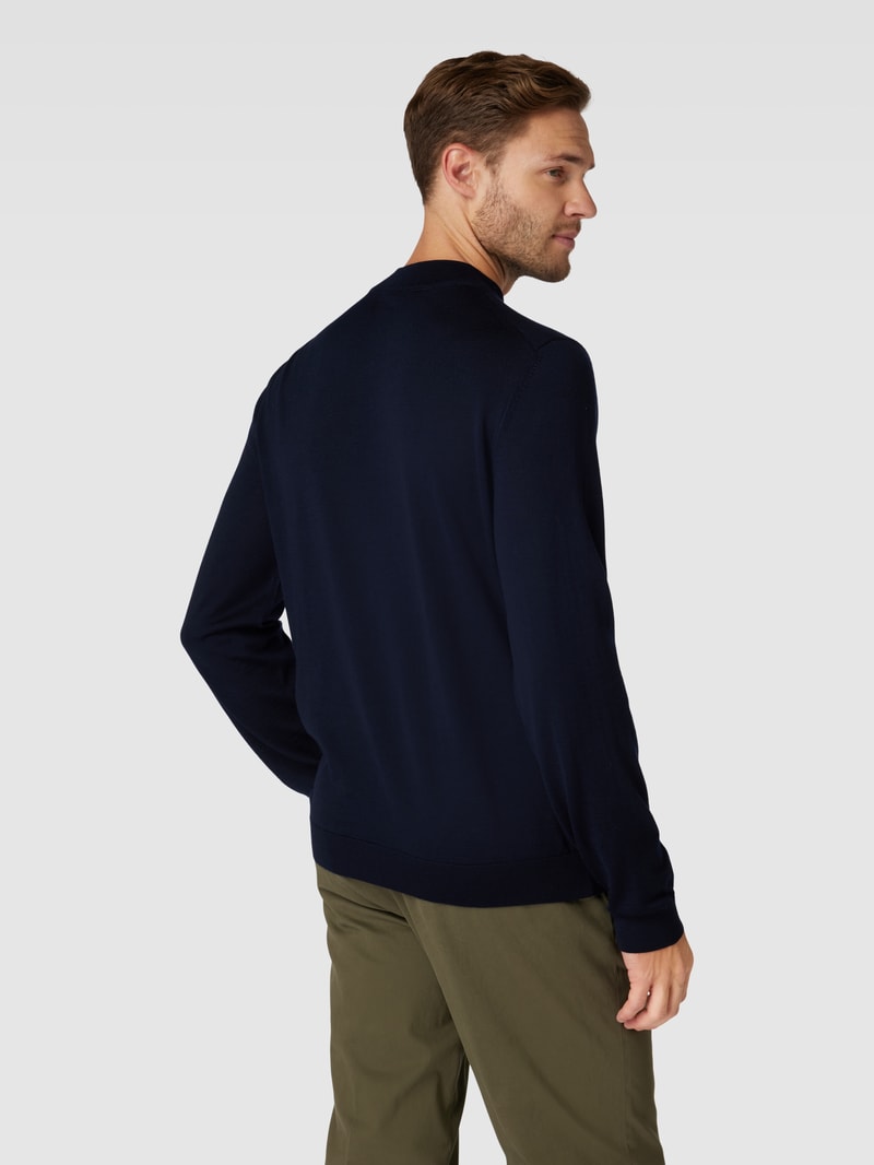 Strickpullover mit Rundhalsausschnitt Modell 'Bjarno' in marineblau