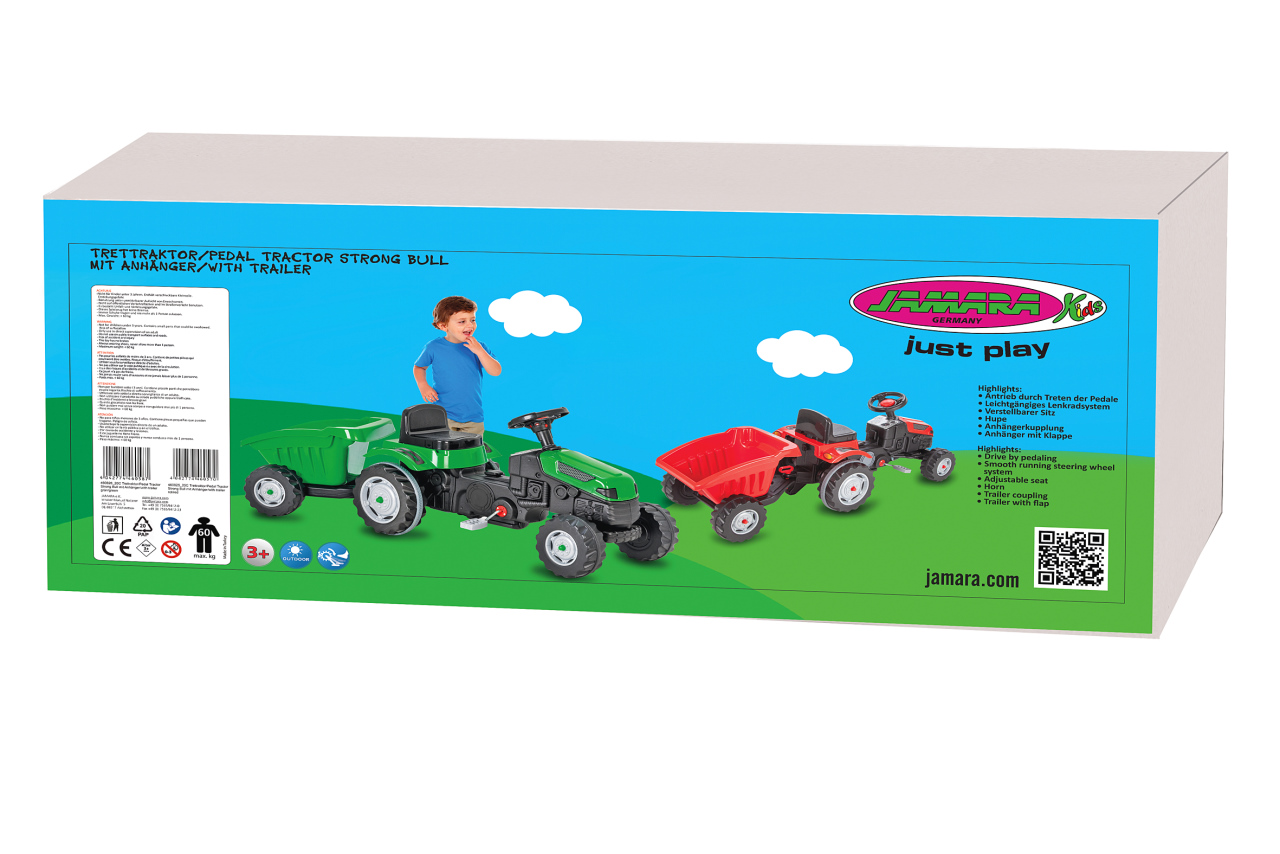 Jamara e.K. JAMARA Trettraktor mit Hänger Strong Bull grün