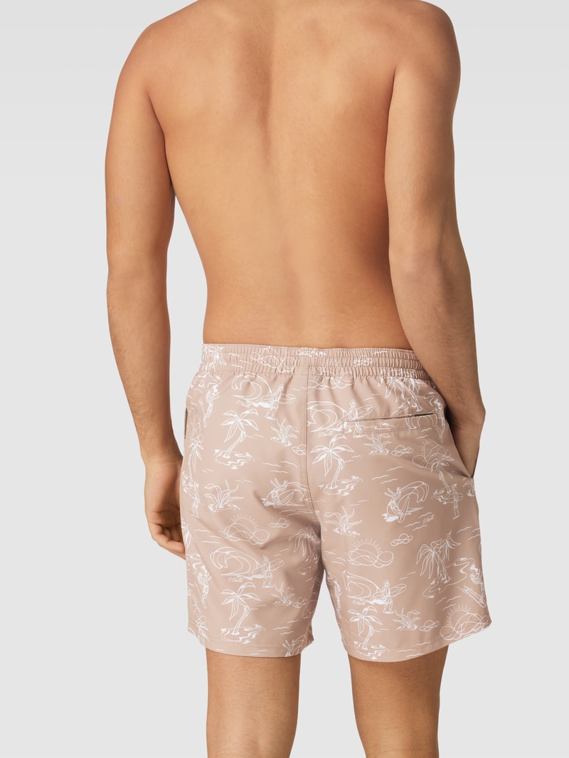 Badehose mit Motiv-Print Modell 'CALI' in beige