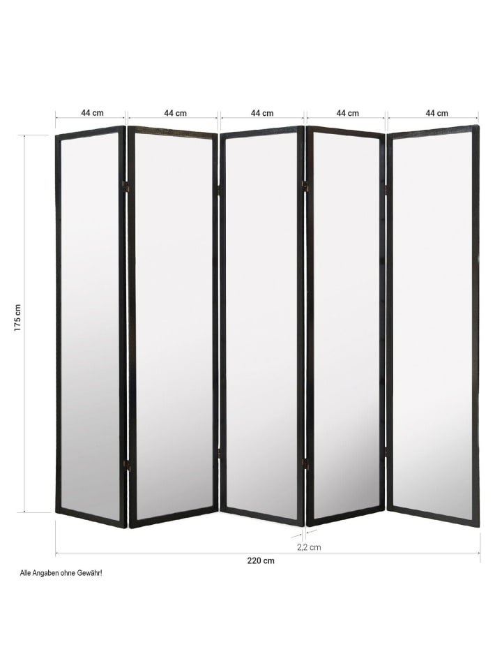 Homestyle4u 5-tlg. Paravent Shoji in Schwarz 220x175 günstig kaufen onesize