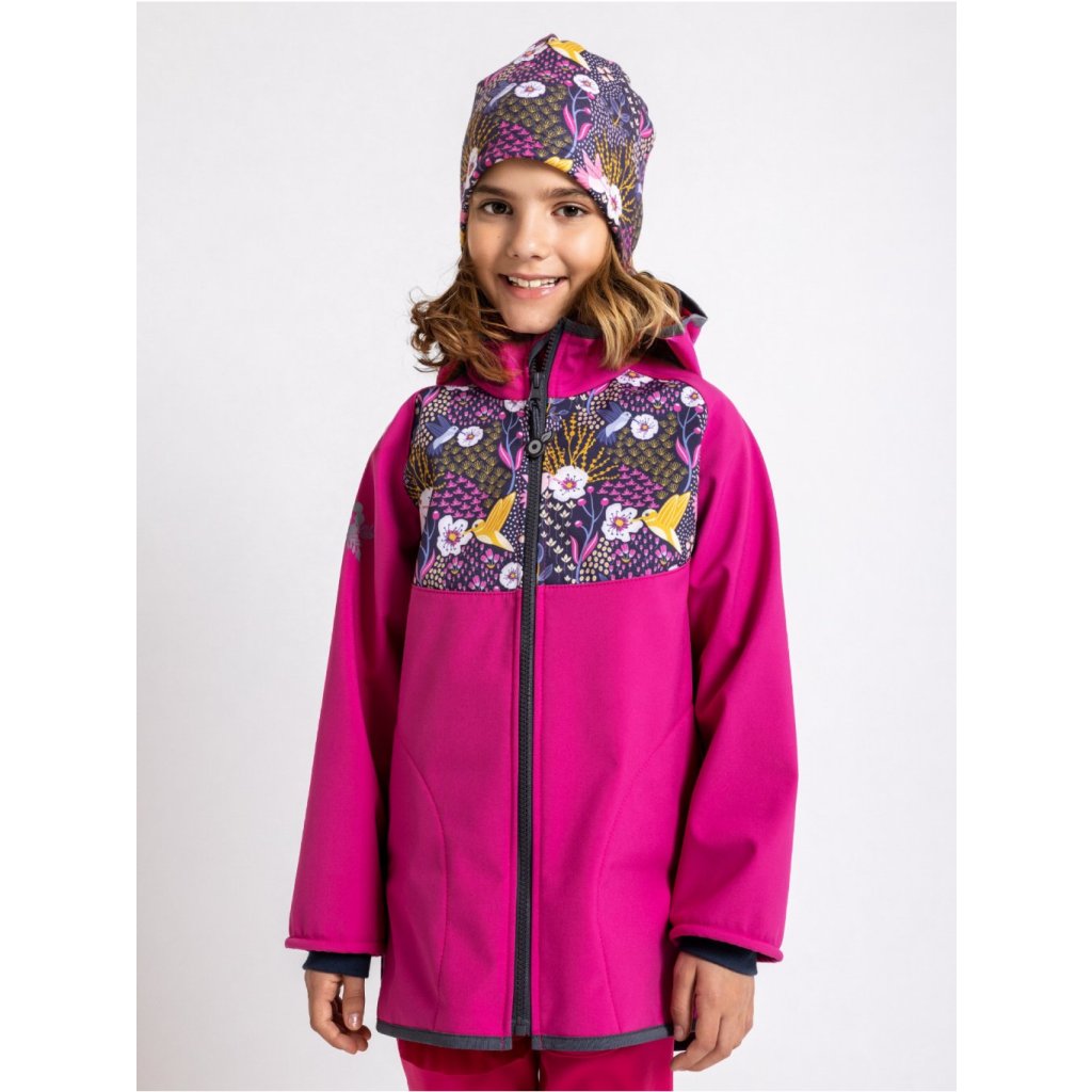 Unuo Kinder-Softshelljacke mit Fleece Kolibri Fuchsia