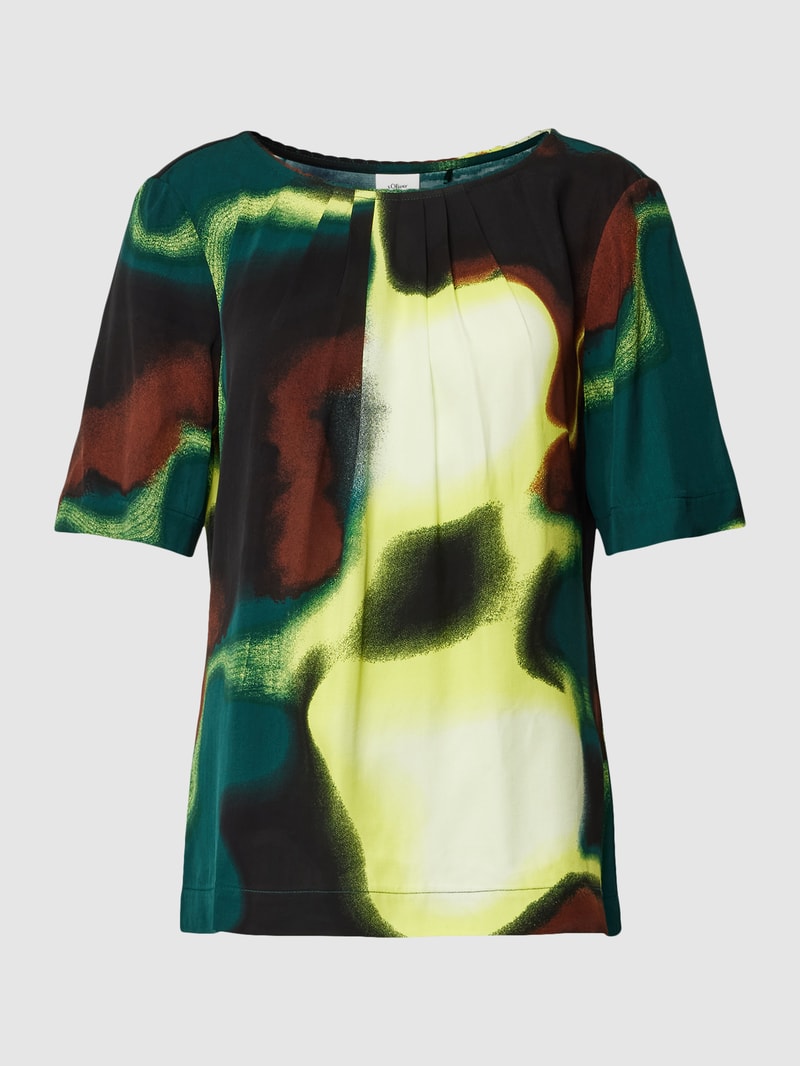 Blusenshirt aus reiner Viskose mit Allover-Muster in bottle