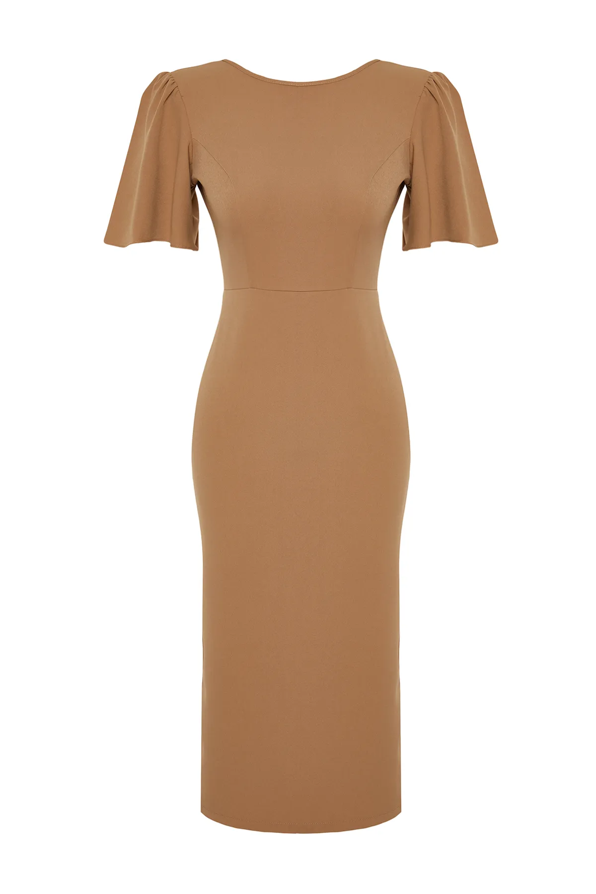 Trendyol Collection  Gewebtes Midikleid in Nerzfarbe TWOSS24EL00659