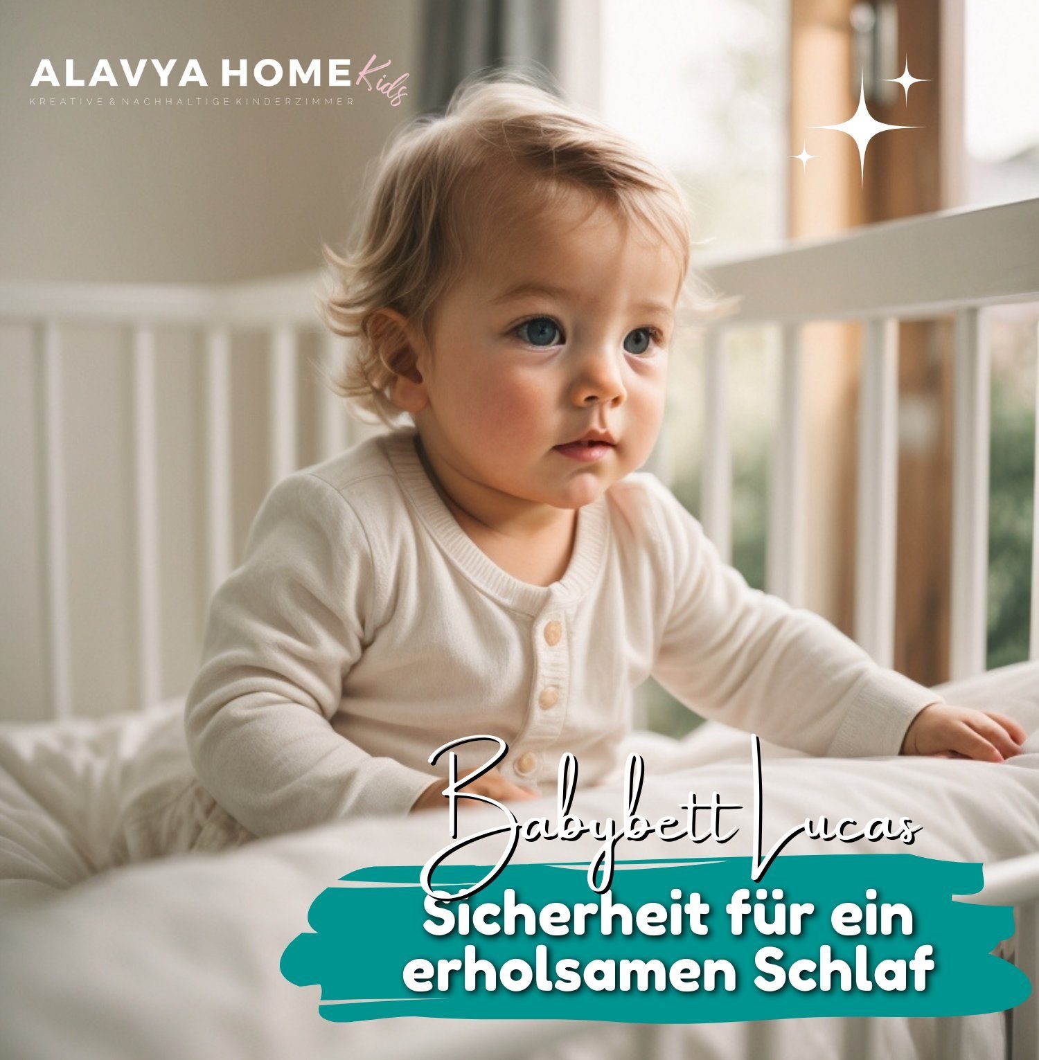 Alavya Home® Babybett PARKER I Qualitätsträume I für den ruhigen Schlaf Ihres Schatzes, Babybett 60x120 Gitterbett mit höhenverstellbar aus Kiefernholz
